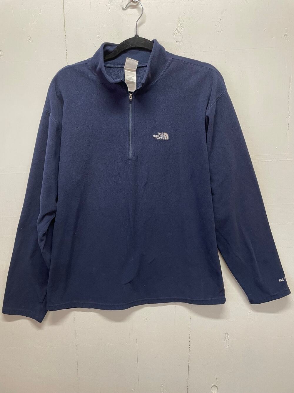 North Face Women's Quarter Zip Pullover Size Medium Navy Blue Fleece